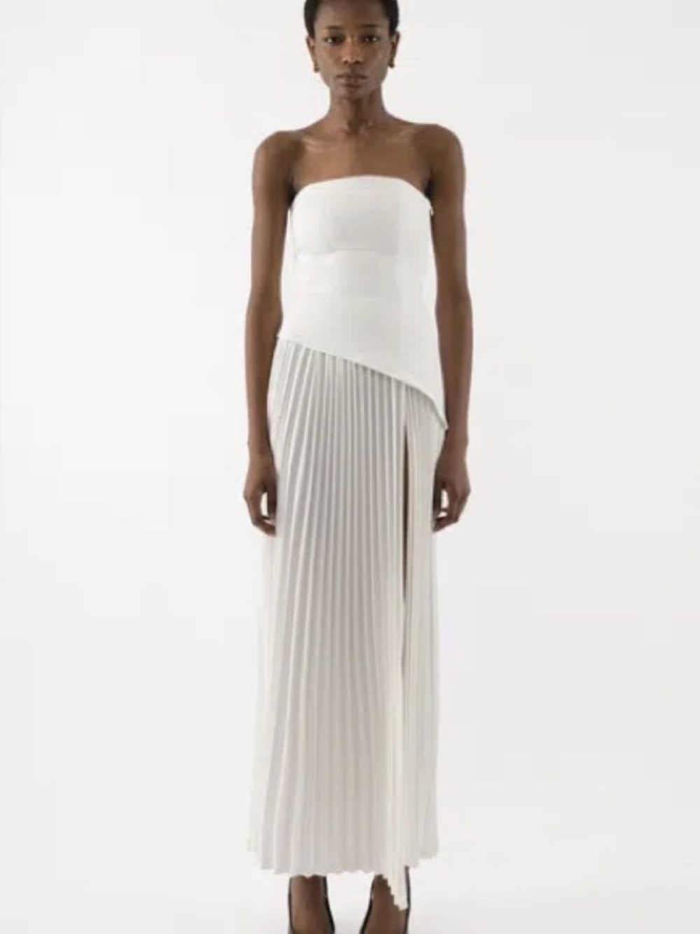 NWT Arakii Side Slit Pleated Dress white size Small